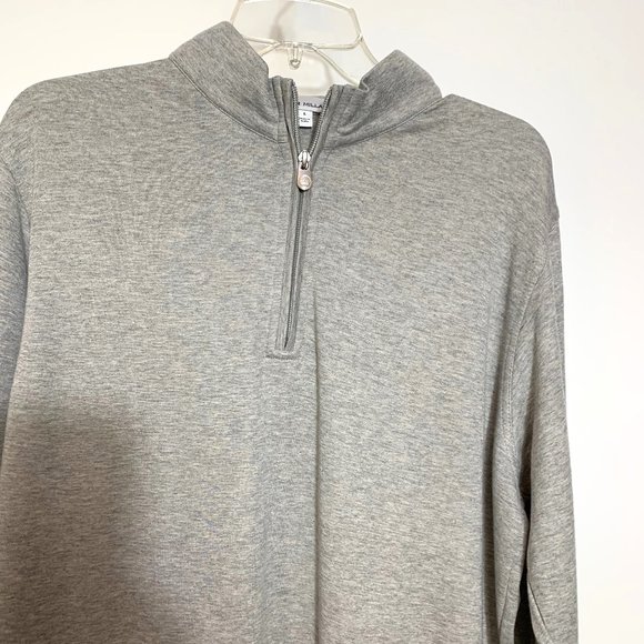 Peter Millar Gray Lightweight Stretch 1/4 Zip Mock Neck Pullover Size Large - Picture 6 of 10